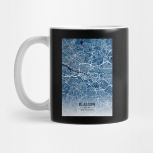 Glasgow City Map Blue Background Mug